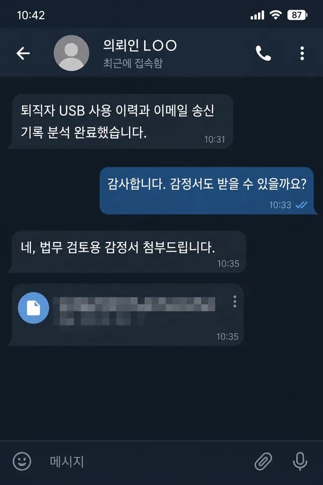 텔레그램 후기 - 기업 퇴직자 자료 분석 감정서